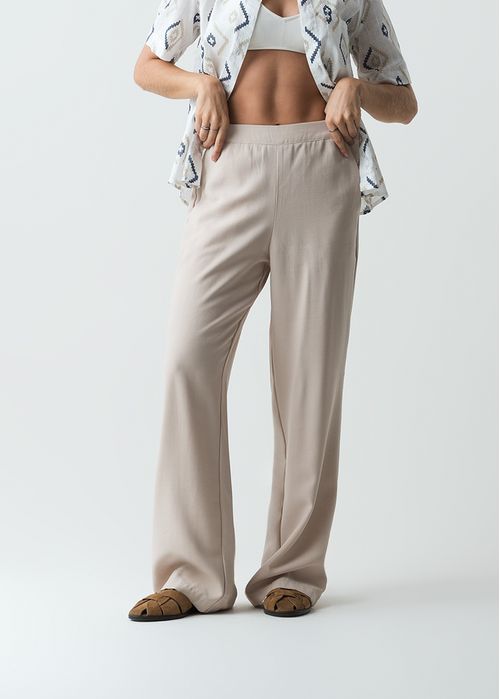 Pantalón Wide Leg tiro alto con elástico en posterior