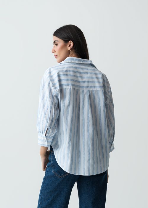 Camisa manga 3/4 de diseño a rayas