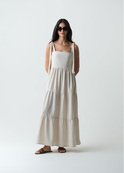 Vestido largo tipo lino para los días de verano