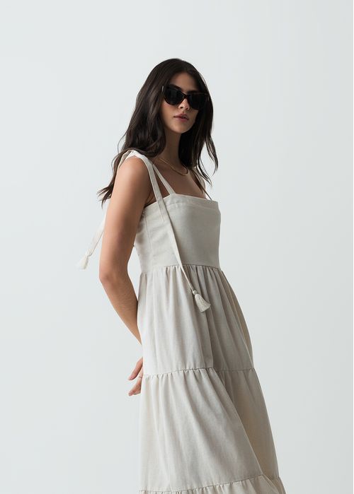 Vestido largo tipo lino para los días de verano
