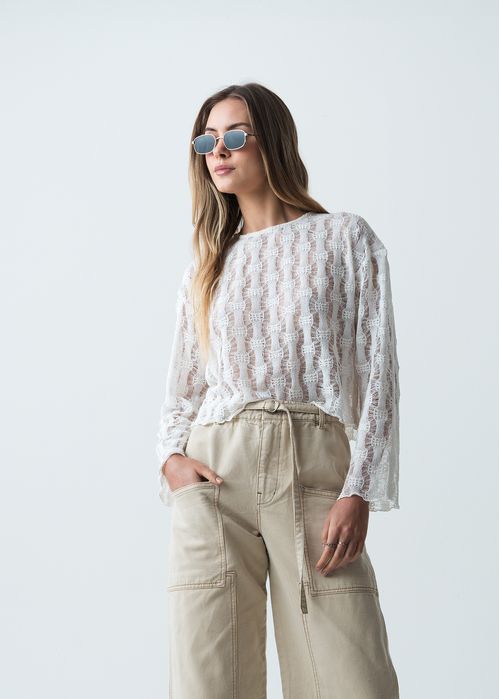 Camiseta manga larga con transparencias