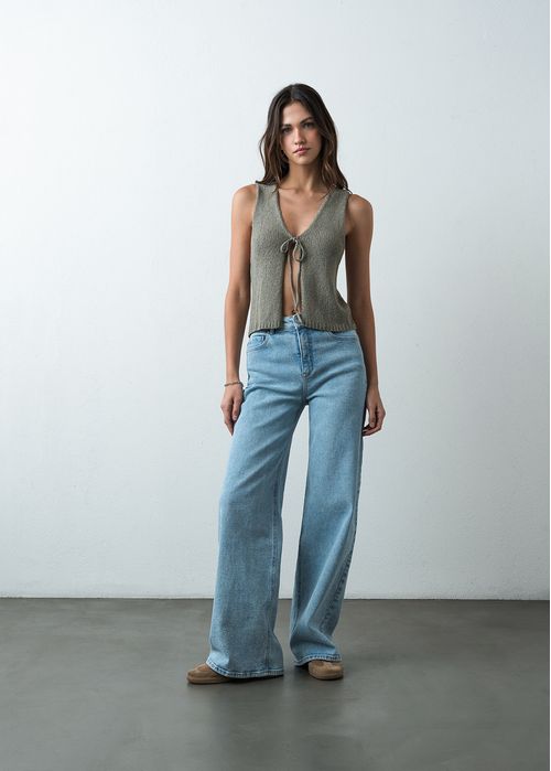 Jean Wide Leg tono claro