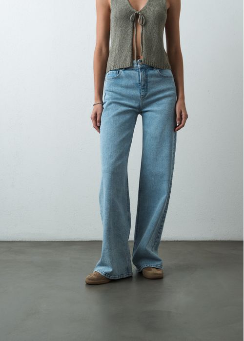 Jean Wide Leg tono claro