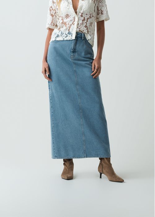 Falda larga en denim