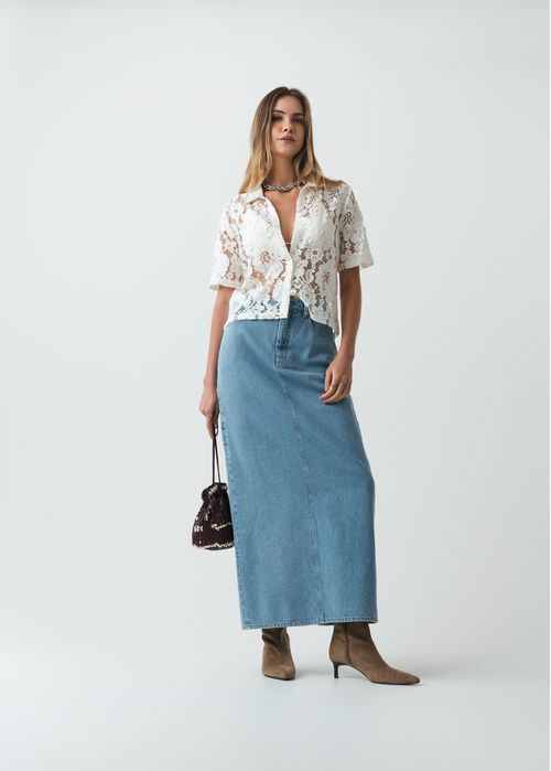 Falda larga en denim