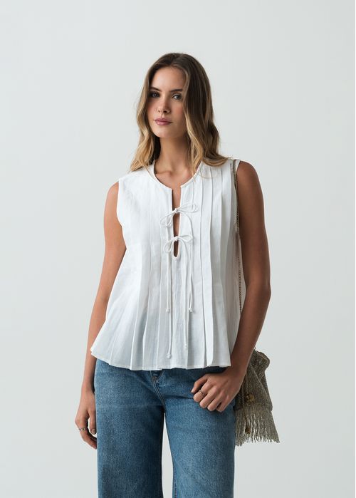 Camisa manga sisa con pliegues