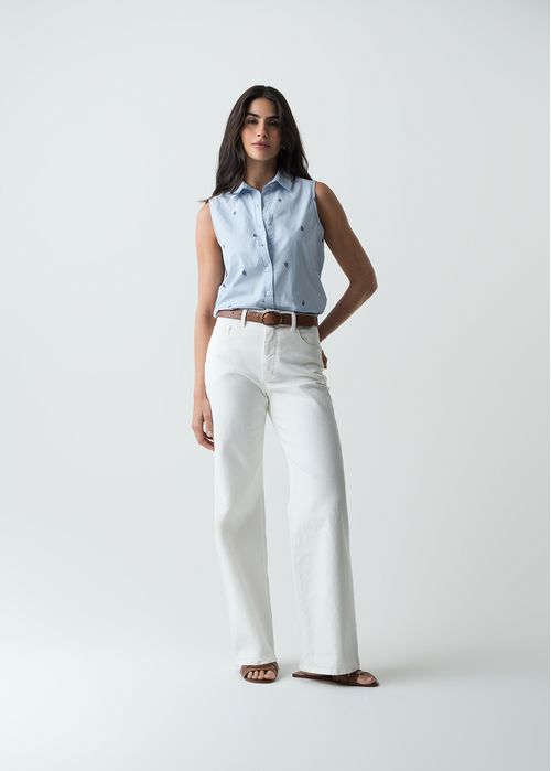 Camisa manga sisa con detalles bordados