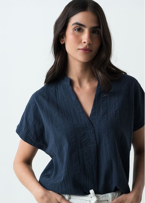 Camisa manga corta de tela con textura