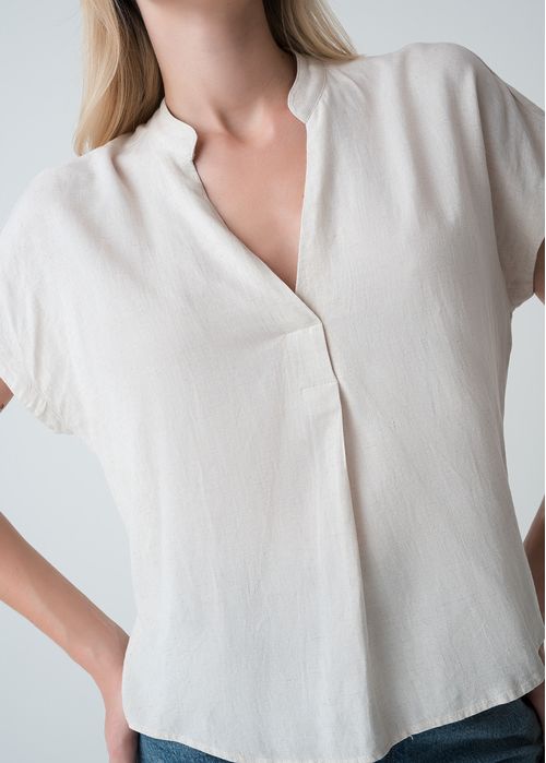 Camisa manga corta con escote en V