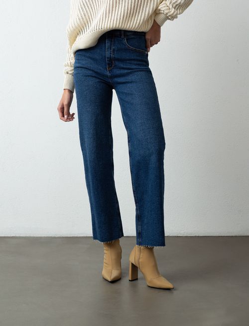 Jean Straight Cropped tiro súper alto