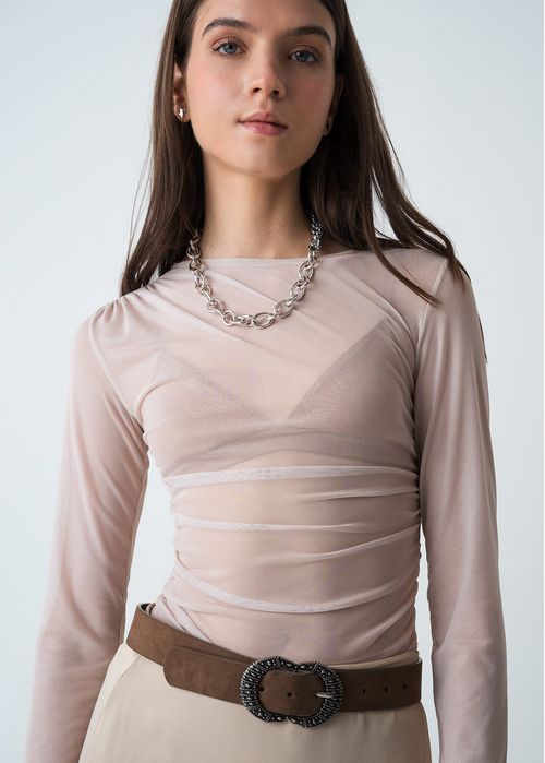 Camiseta con transparencia manga larga