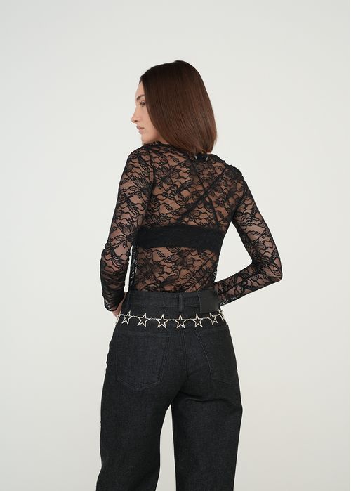 Camiseta manga larga con encaje