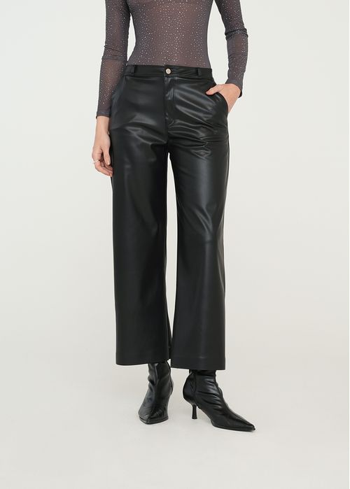 Pantalón Wide Leg efecto cuero
