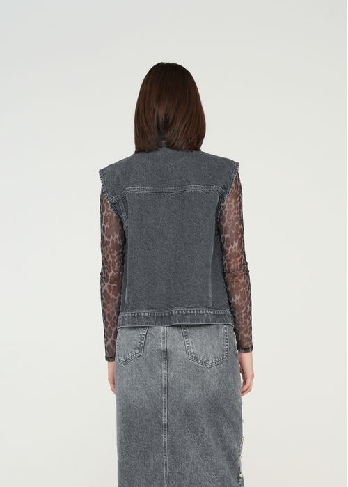 Chaleco largo con taches