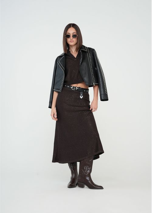 Falda larga con brillo