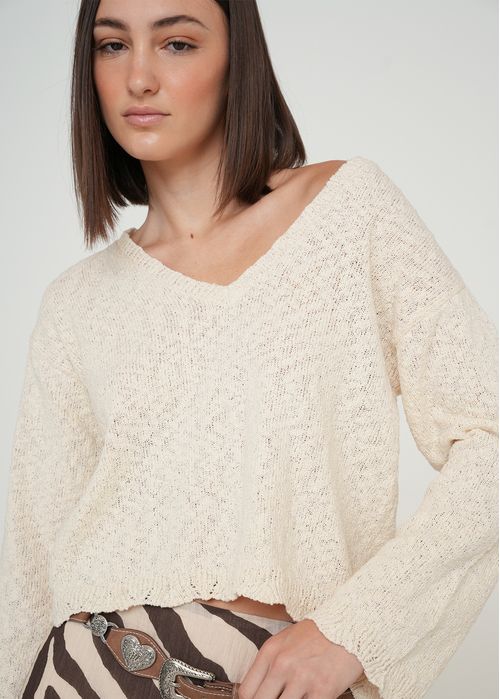 Camiseta tejida con cuello en V