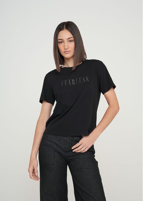 Camiseta con brillo en texto