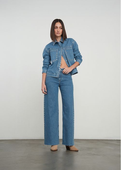 Jean Wide Leg con taches