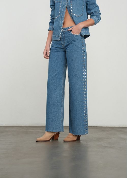 Jean Wide Leg con taches