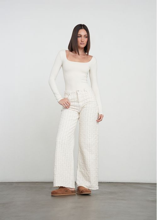 Jean Wide Leg con textura
