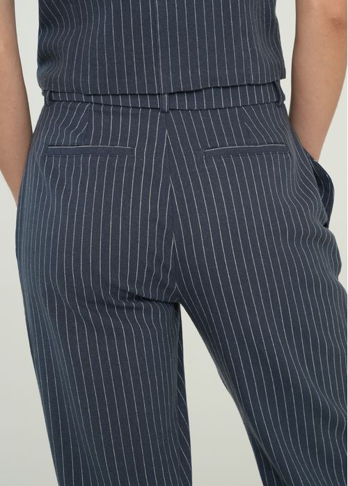 Pantalón Straight tiro alto a rayas