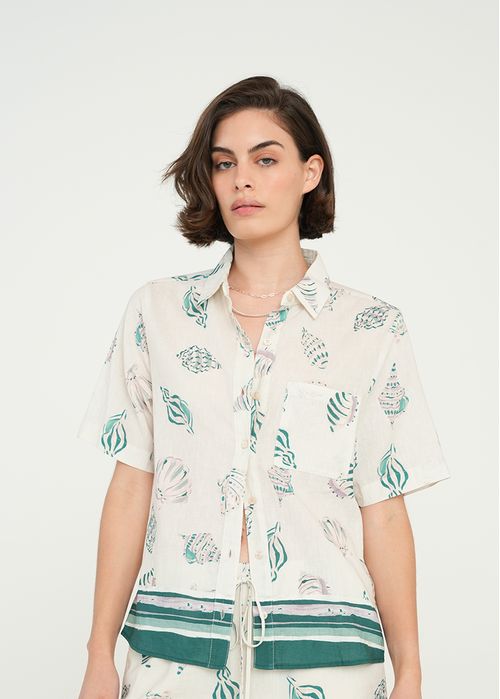 Camisa manga corta con estampado marino