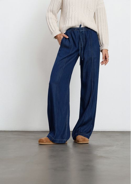 Jean Wide Leg tiro medio en denim liviano