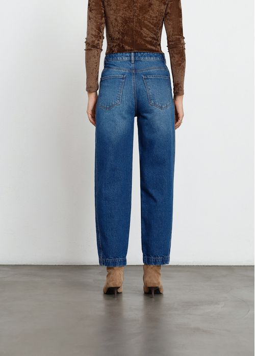 Jean Baggy tiro alto con bolsillos delanteros