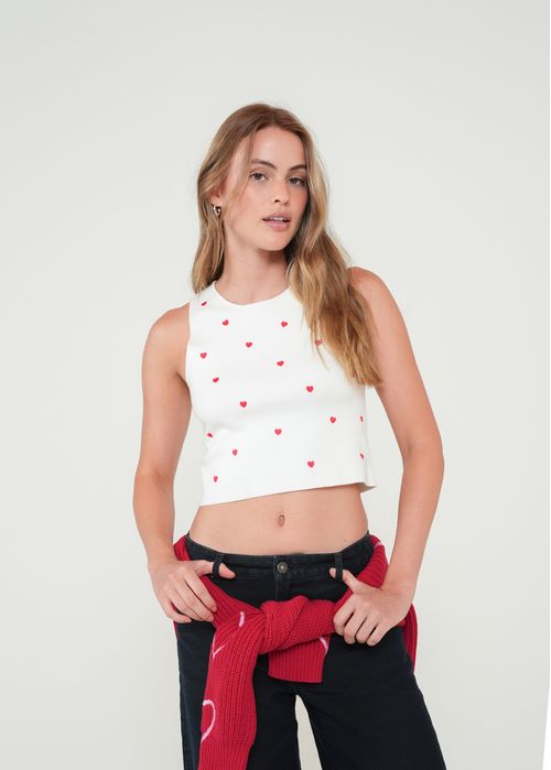 Camiseta tejida con mini corazones