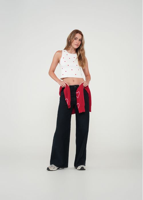 Camiseta tejida con mini corazones