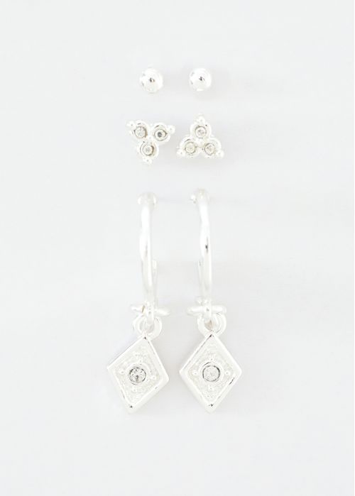 Set de aretes plateados