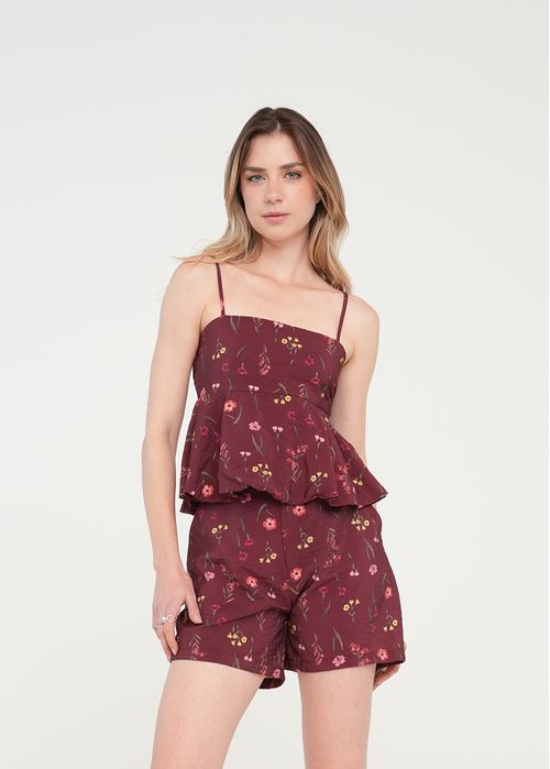 Camisa floral de escote recto