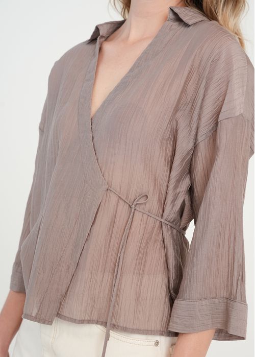 Camisa manga larga con transparencia