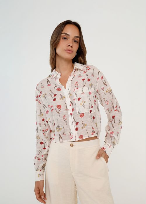 Camisa de flores con bolsillo