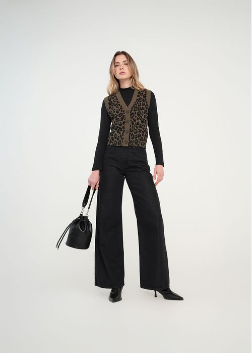 Chaleco tejido de animal print