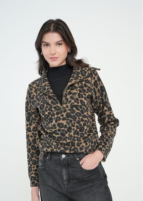 Buzo cerrado de animal print