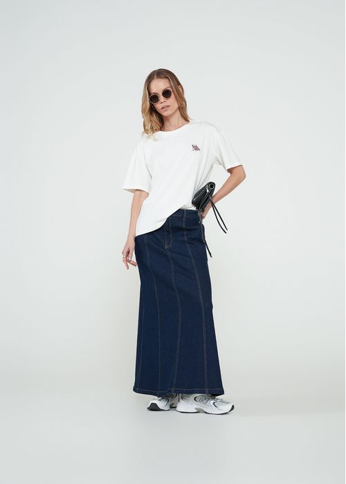 Falda larga en denim