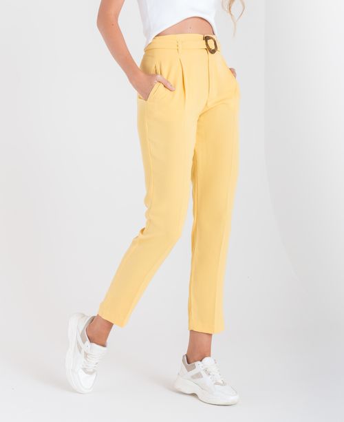 Pantalón para mujer Amarillo Relax tiro súper alto con cinturón