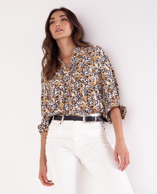 Camisa para mujer manga 3/4 con estampado floral