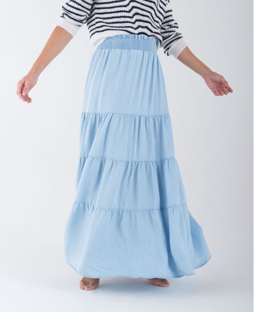 Falda larga para mujer azul estilo gypsy con cintura elástica
