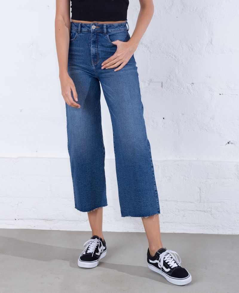 Jean para mujer tono medio Straight Cropped tiro super alto Pauline infaltable