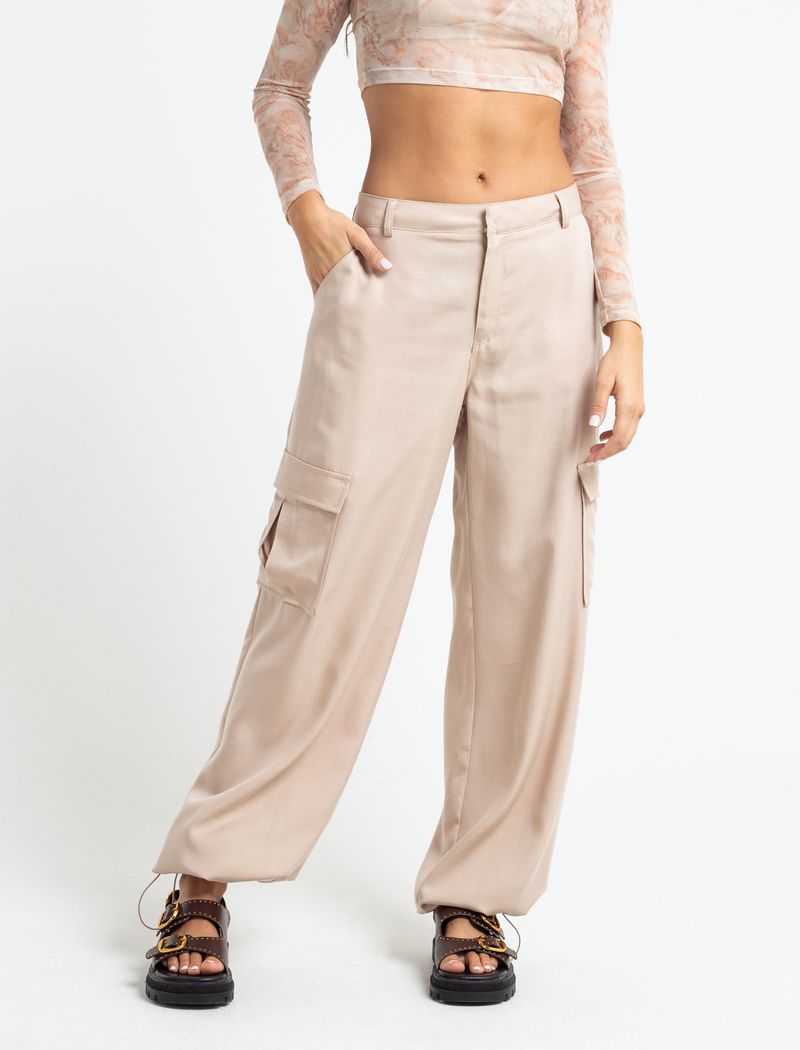 Pantalón tipo parachute beige Costa Rica